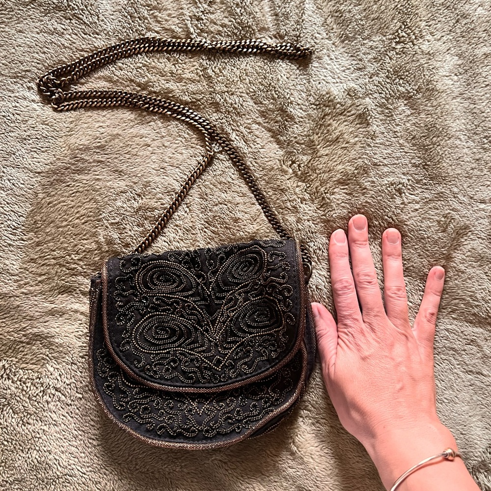Elegant Black Beaded Women's Bag